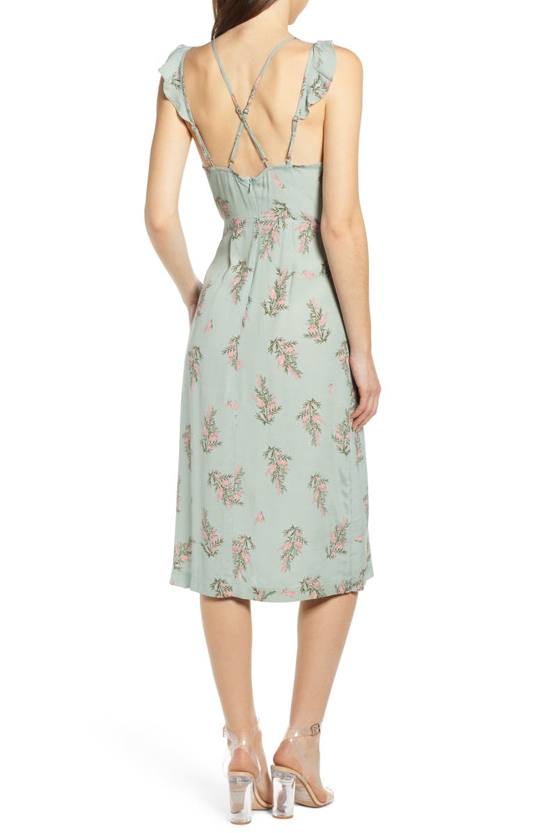 4SI3NNA Dual Strap Floral Wrap Midi Dress, Alternate, color, 