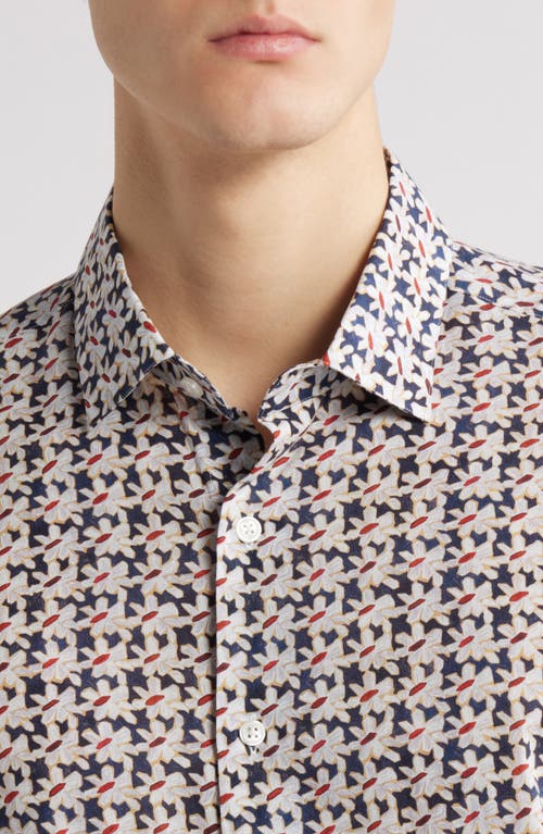 Scott Barber Regular Fit Floral Long Sleeve Cotton Button-up Shirt In Multi