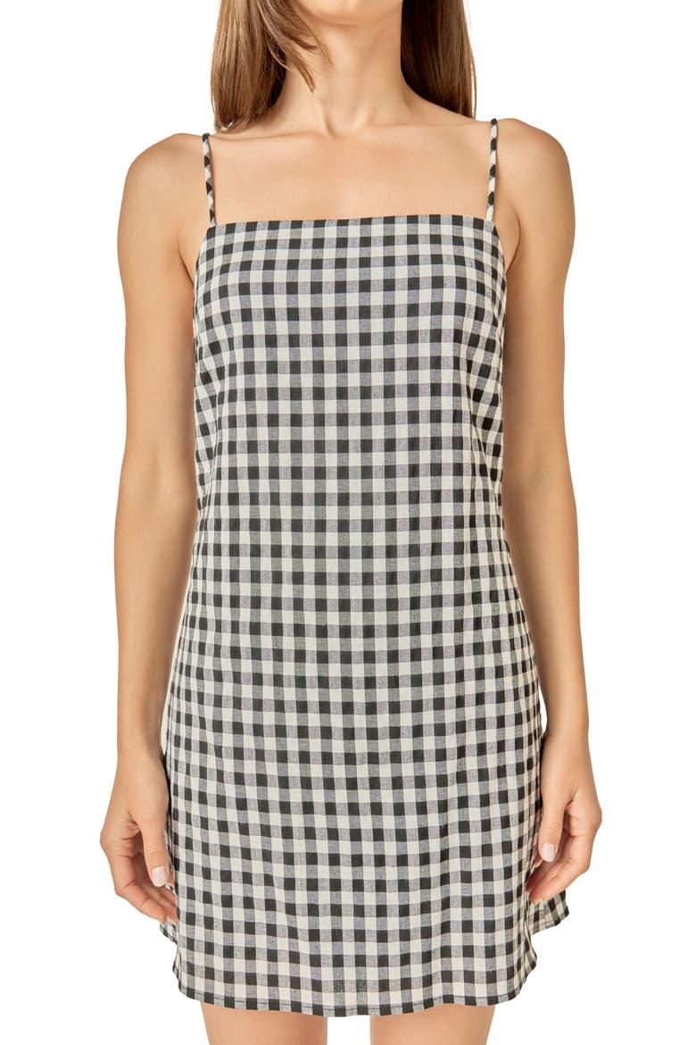 Check Sleeveless Sheath Minidress, Alternate, color, BLACK/ WHITE PLAID
