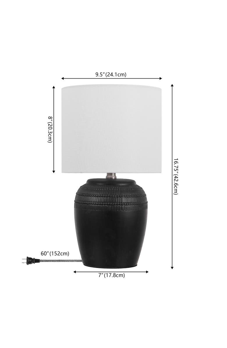 JONATHAN Y Hugo 16.75" Traditional Rustic Reeded Ceramic Vase LED Table Lamp, Alternate, color, Black Nickel
