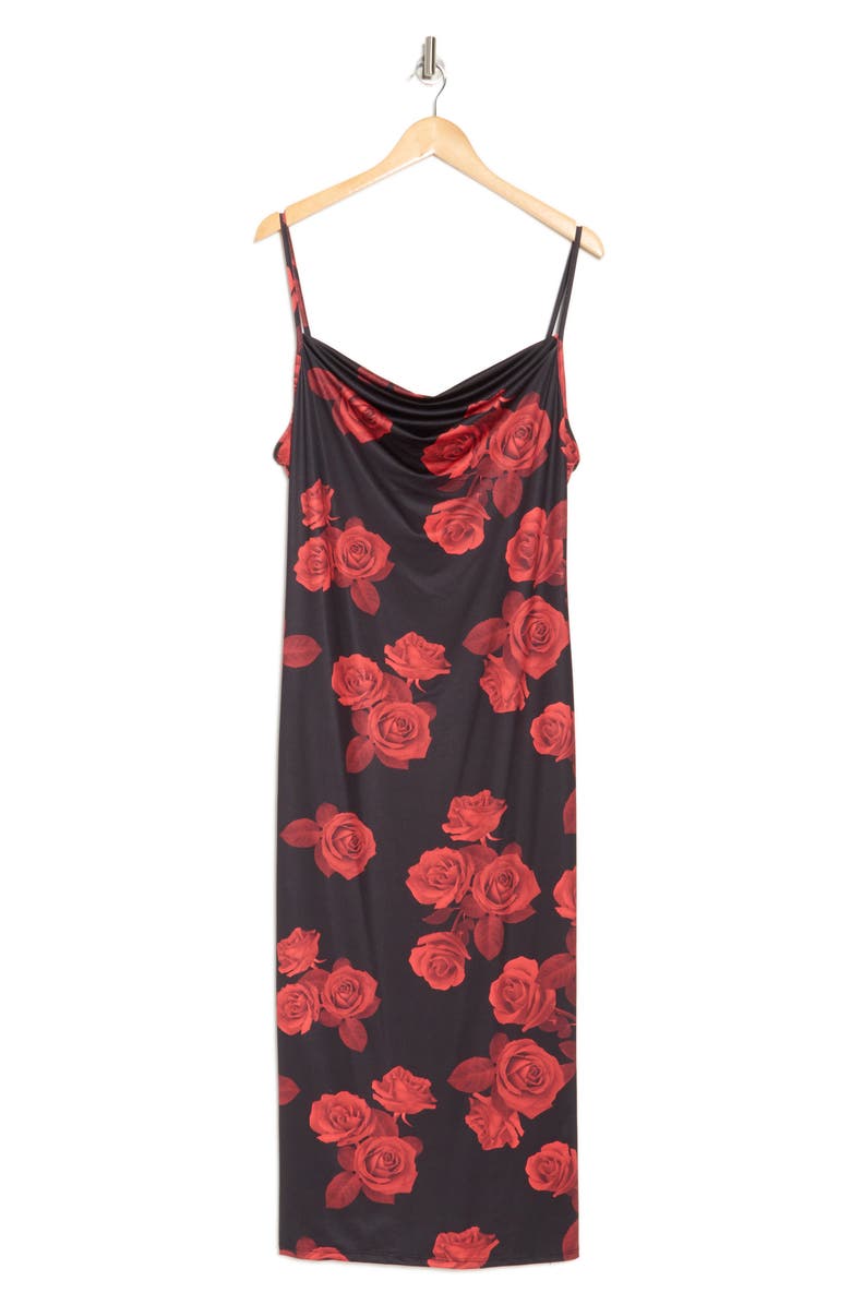 bebe Floral Slipdress, Alternate, color, Black/ Rose