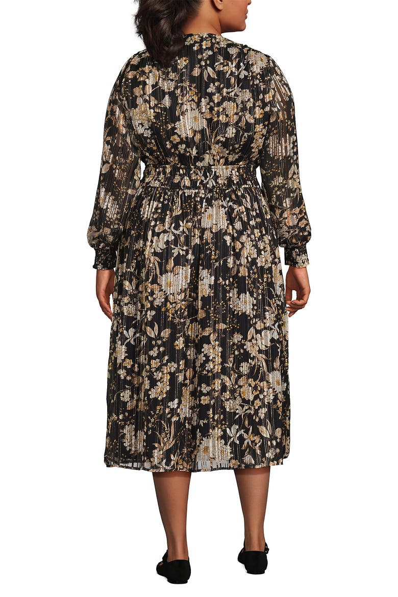 Lurex Shadow Stripe Midi Dress, Alternate, color, Black/Pumice Stone Floral