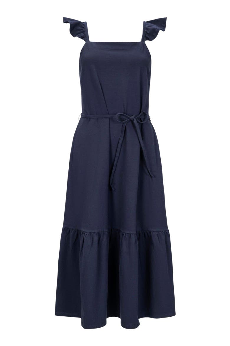 Women's Organic Knit Flounce Dress, Alternate, color, Navy Flutter Sleeve