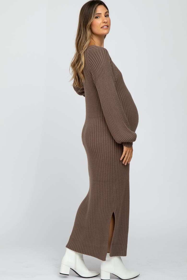 Side Slit Maxi Sweater Dress, Alternate, color, Taupe