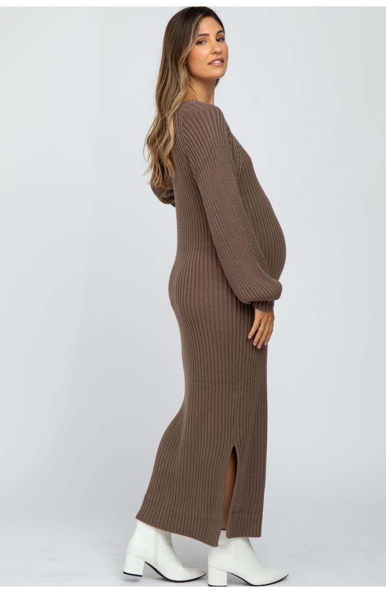PinkBlush Side Slit Maxi Sweater Dress, Alternate, color, Taupe