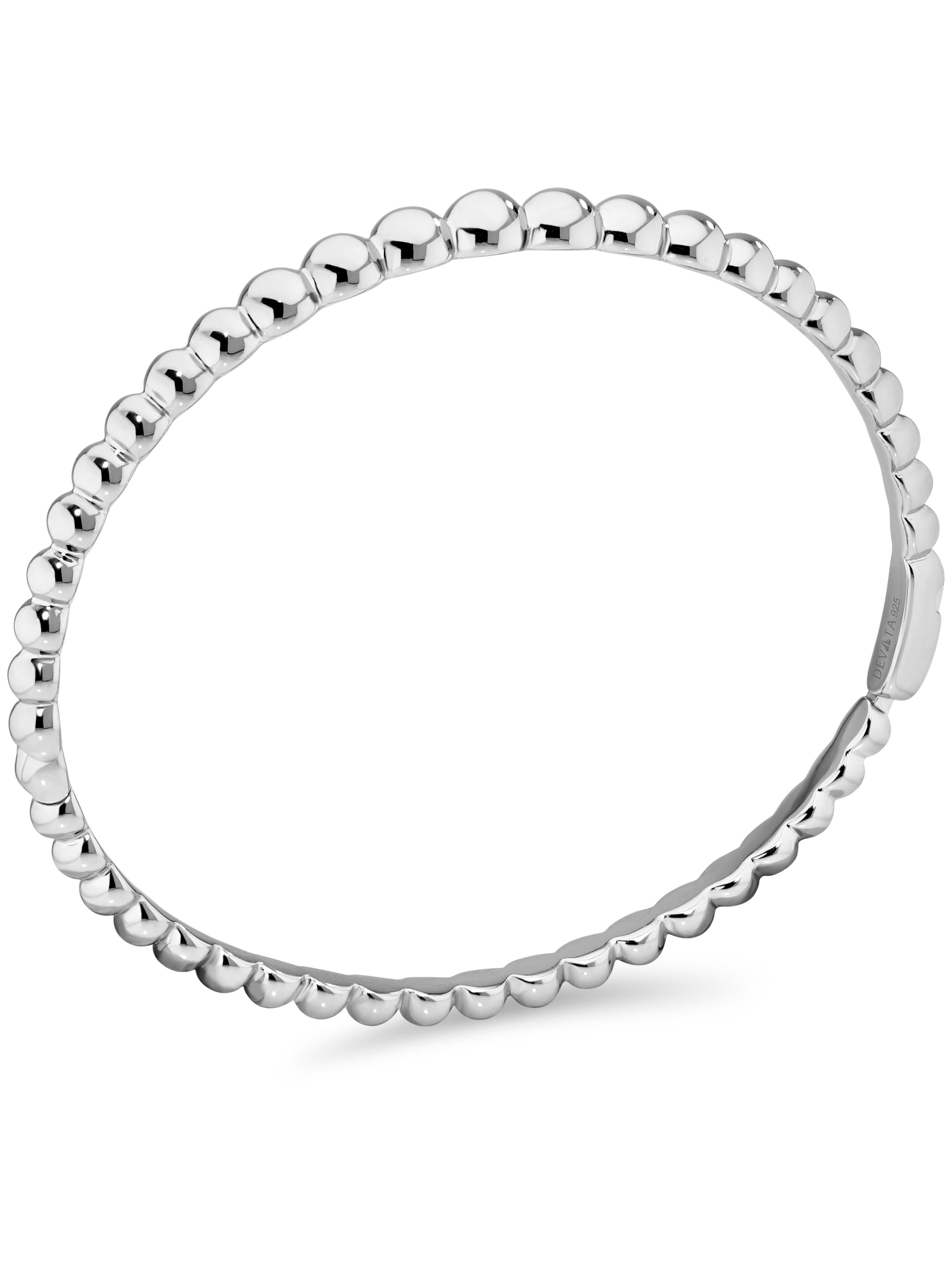 DEVATA Beaded Ball Bangle Bracelet in Rhodium Plated Sterling Silver ...