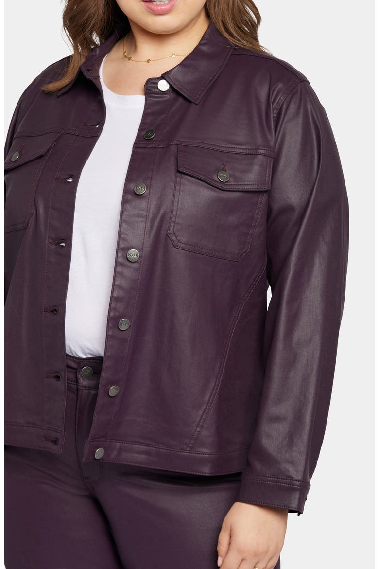 Coated Stretch Denim Jacket, Alternate, color, EGGPLANT COATED