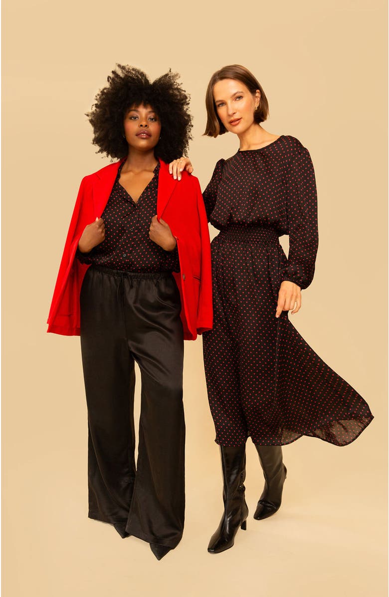 Whimsy + Row Greta Dress, Alternate, color, Red Polka Dot