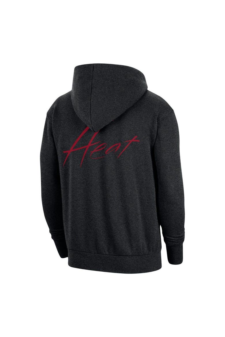 Men's Nike Heather Black Miami Heat Courtside Versus Flight Pullover Hoodie, Alternate, color, Heather Black