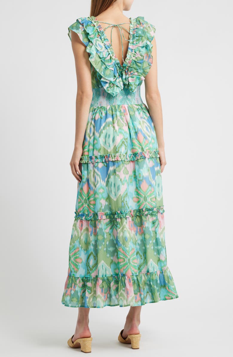 LOVE THE LABEL Azalea Tiered Maxi Sundress, Alternate, color, Symphonic Ikat Bermuda