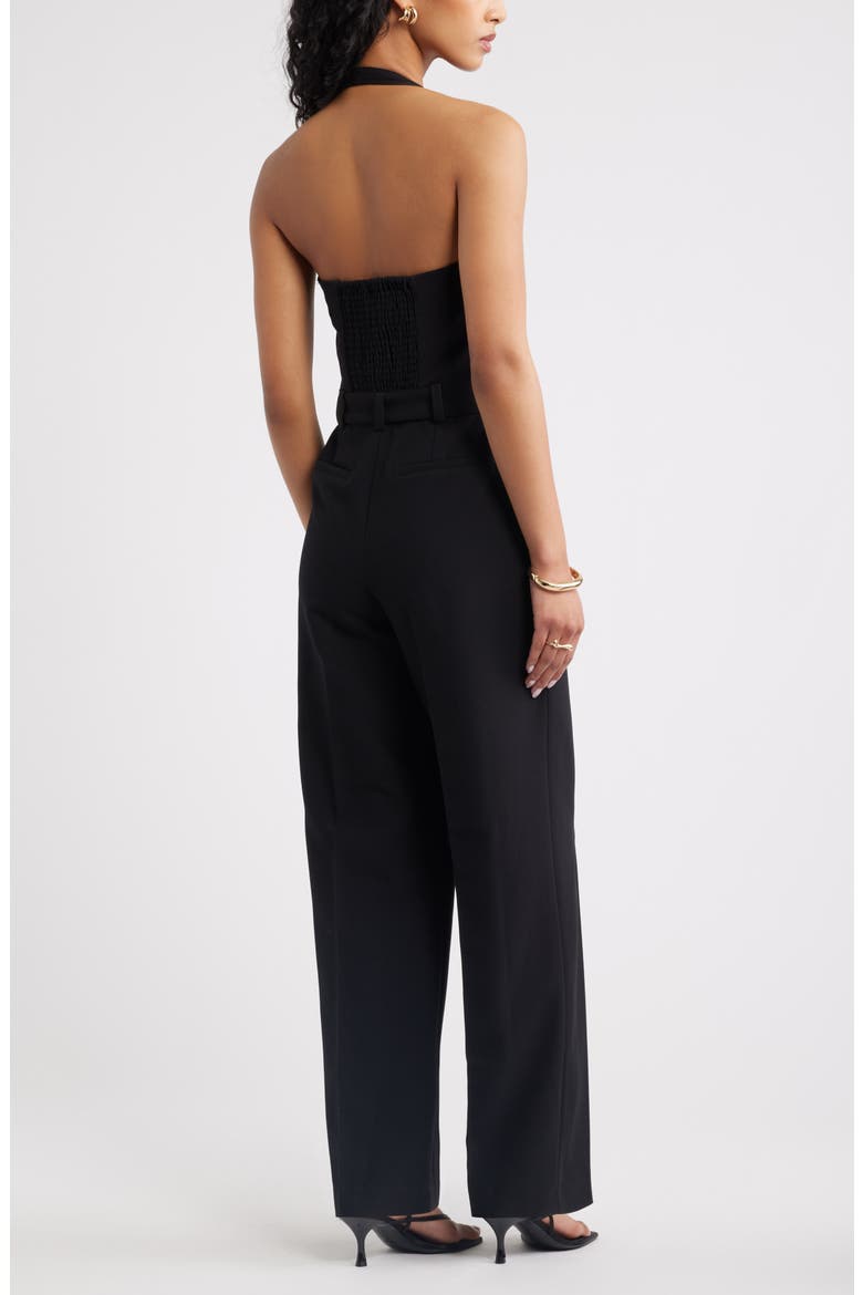 Icon Belted Halter Jumpsuit, Main, color, BLACK