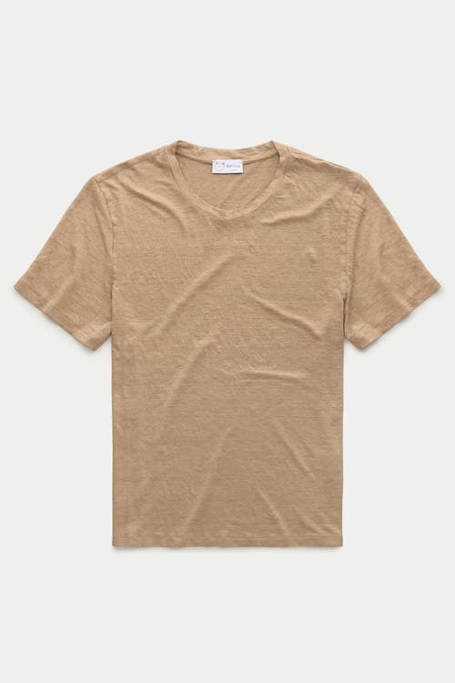 Wolf Vs. Goat (wvg) Short Sleeve Linen Crew Neck Tee In Brown