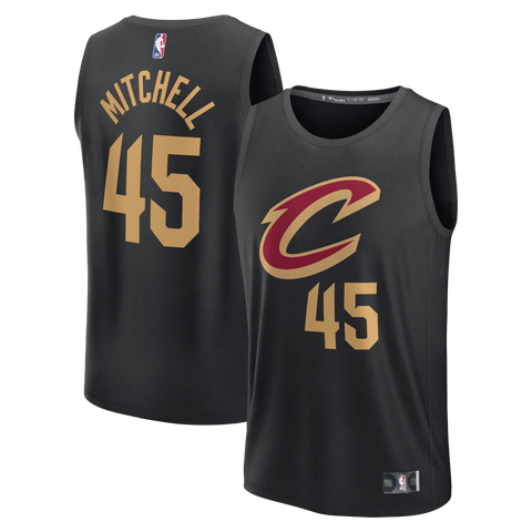 Youth Fanatics Donovan Mitchell Black Cleveland Cavaliers Fast Break Replica Jersey - Statement Edition