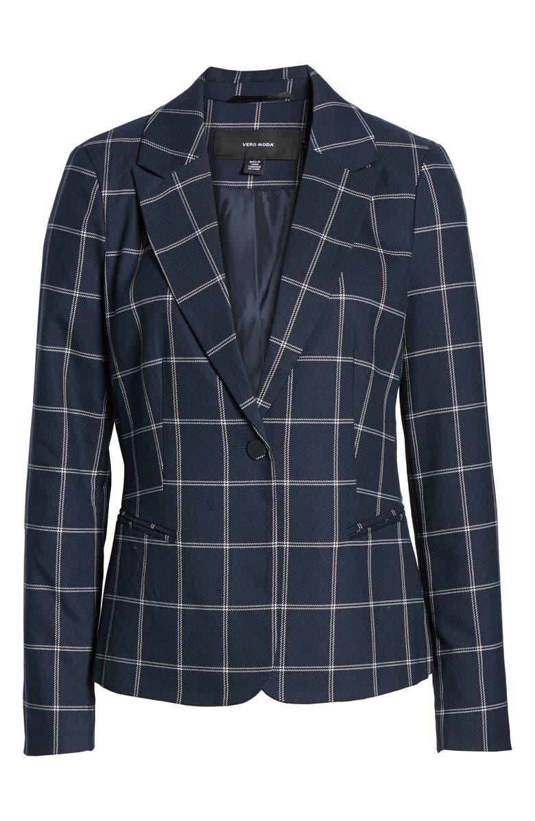 VERO MODA Windowpane Check Blazer, Alternate, color,