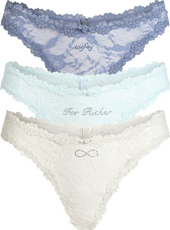 SKIMS 3-Pack Stretch Lace Dipped Thongs | Nordstrom