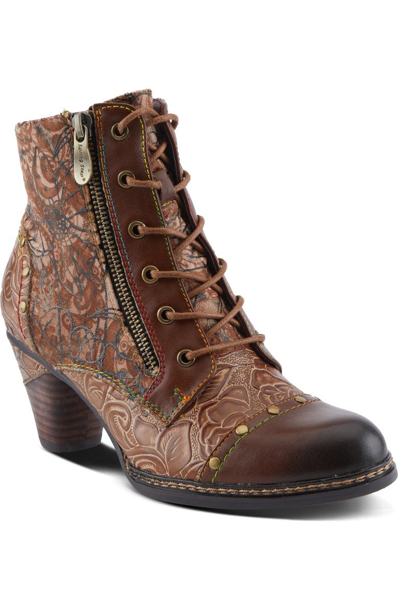 L
Artiste by Spring Step Avyanna Cap Toe Bootie, Main, color, Medium Brown Multi