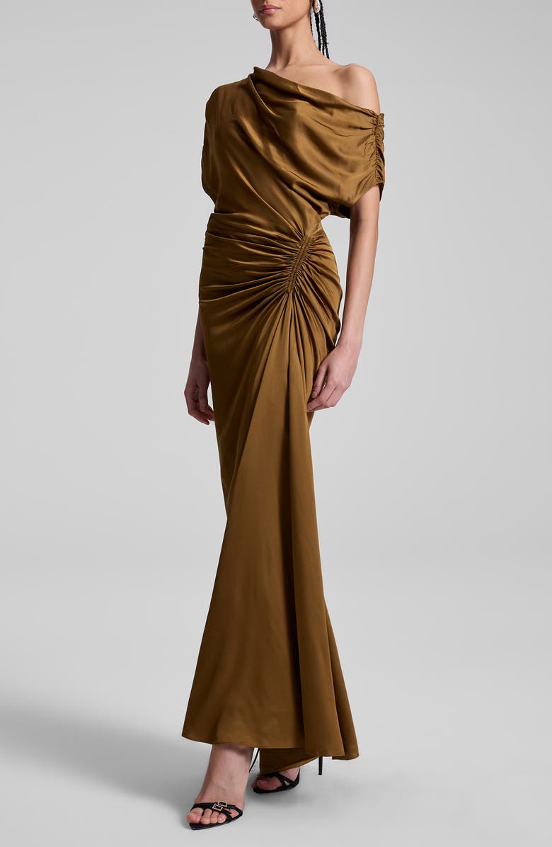 A.L.C. Penny Ruched One-Shoulder Satin Gown, Alternate, color, 