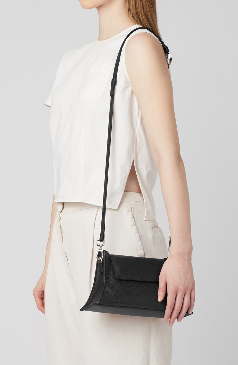 behno Mini Winnie Pebble Leather Crossbody Bag, Alternate, color, Black