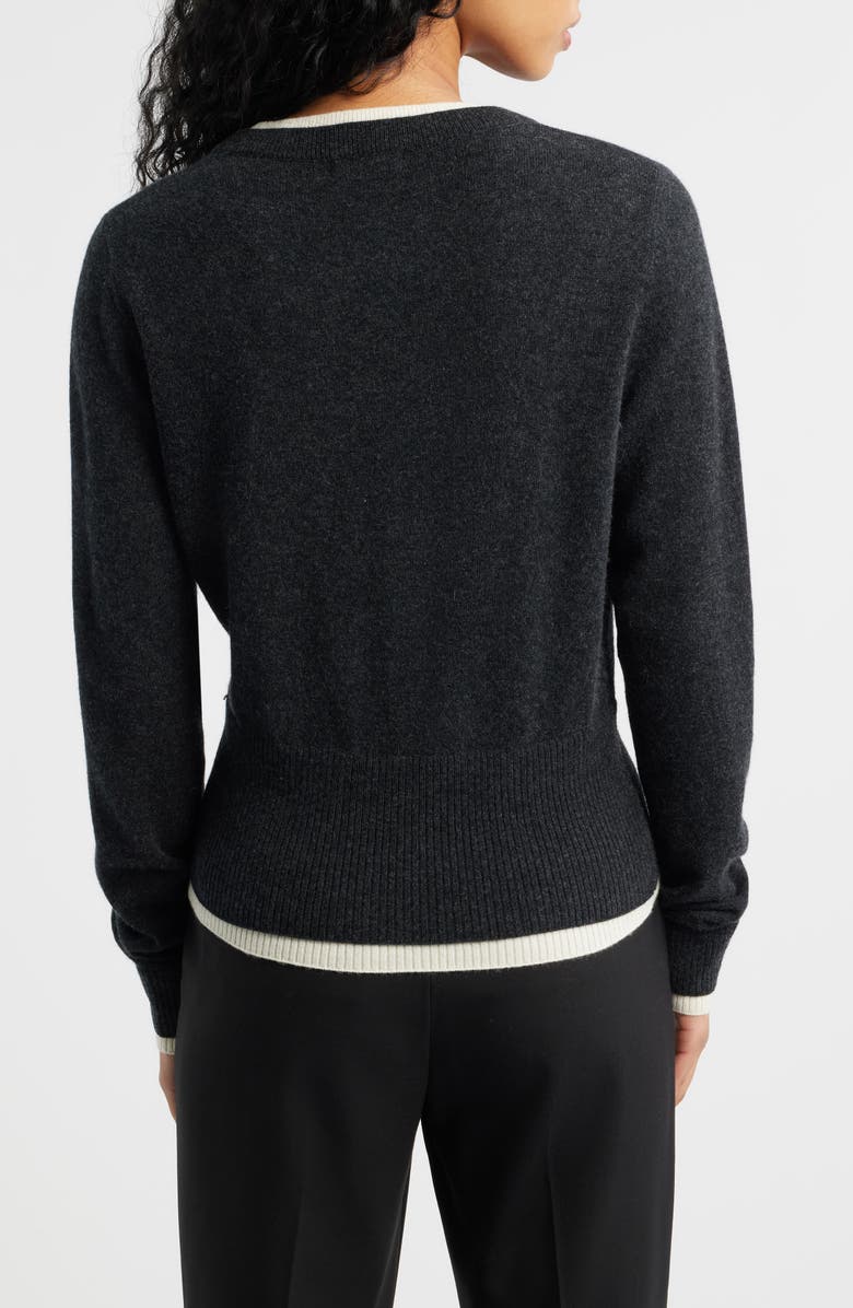 ARTLESS FOREVER Tove Layered Look Wool & Cashmere Sweater, Alternate, color, Charcoal