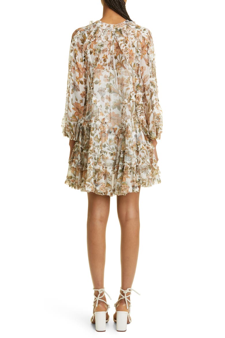 Floral Billow Frill Chintz Minidress, Alternate, color, IVORY DAISY FLORAL