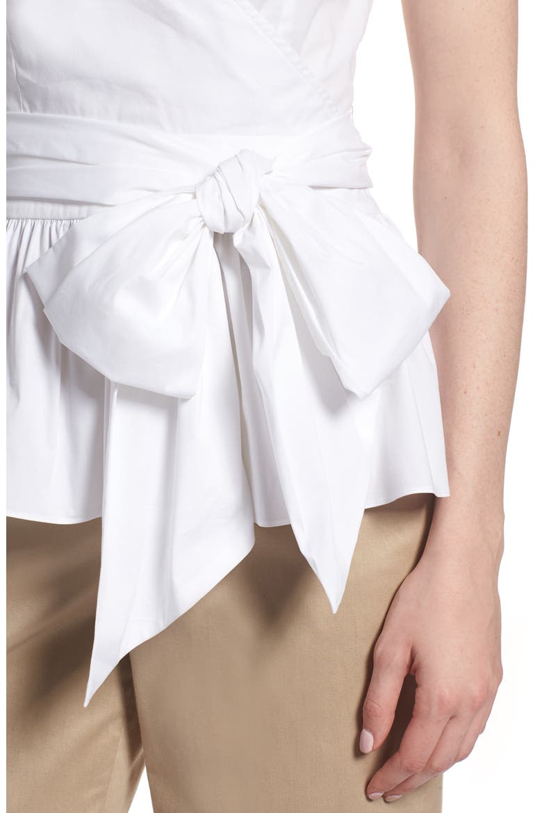 Cotton Blend Wrap Blouse, Alternate, color, WHITE