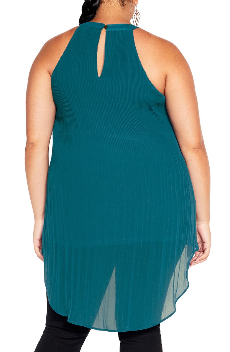 City Chic Kaya Pleated High-Low Top, Alternate, color, Teal