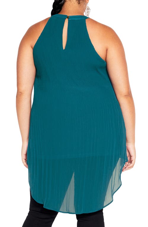 City Chic Kaya Pleated High-low Top In Green