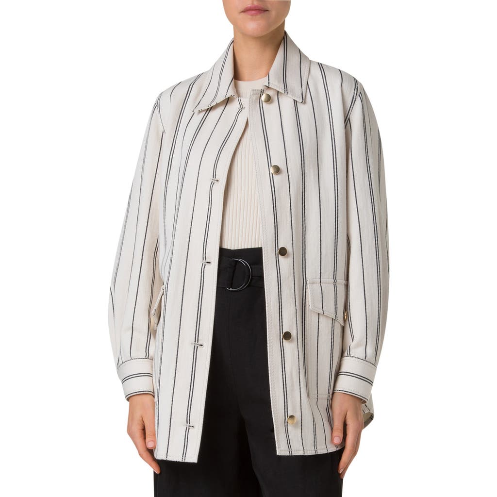 Akris Punto Stripe Boyfriend Jacket In Cashew-black