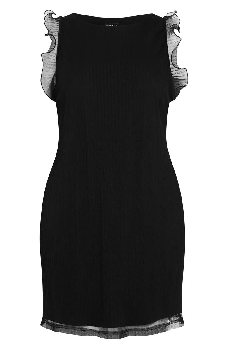 City Chic Kezia Mesh Overlay Cocktail Dress, Alternate, color, Black