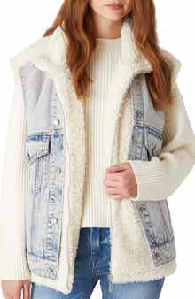 BLANKNYC Denim & High Pile Fleece Trucker Vest