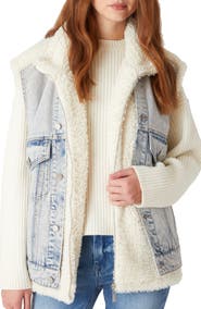 BLANKNYC Denim & High Pile Fleece Trucker Vest