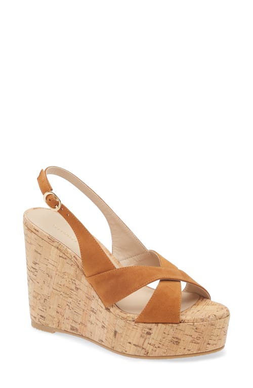 Stuart Weitzman Dayna Slingback Platform Wedge Sandal In Hazel Suede