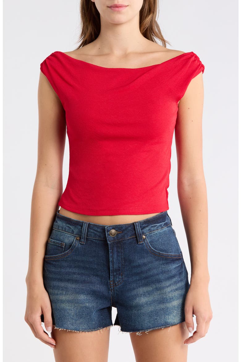 Drape Neck Off the Shoulder Top, Main, color, RED
