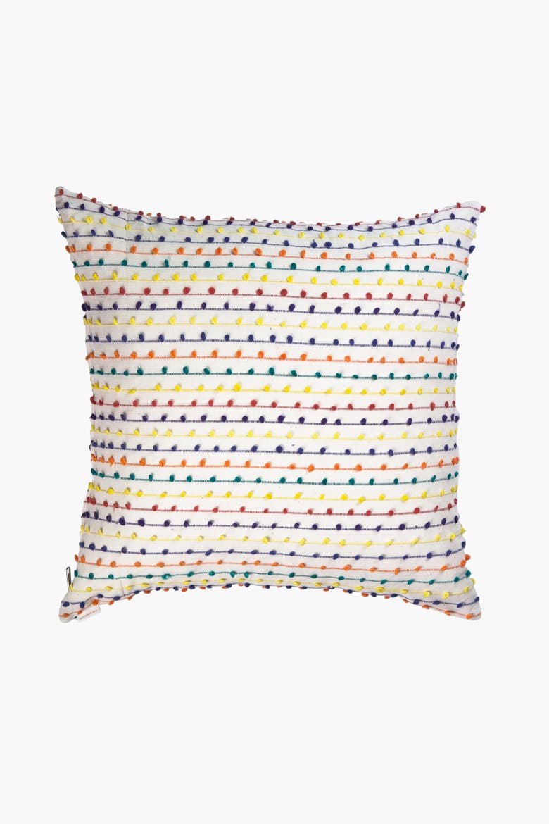 Vintage Rainbow Nubby Throw Pillow, Alternate, color, White