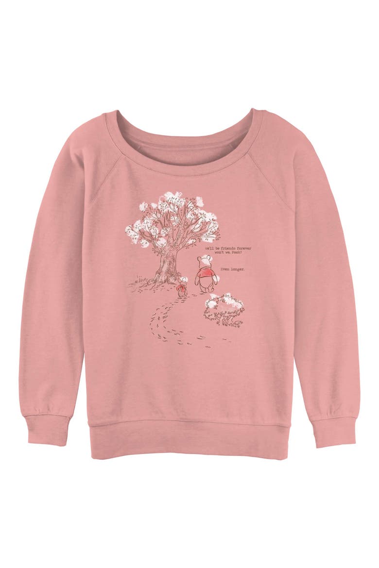 Junior's Winnie the Pooh Pooh And Piglet Friends Forever  Sweatshirt, Main, color, Desert Pink