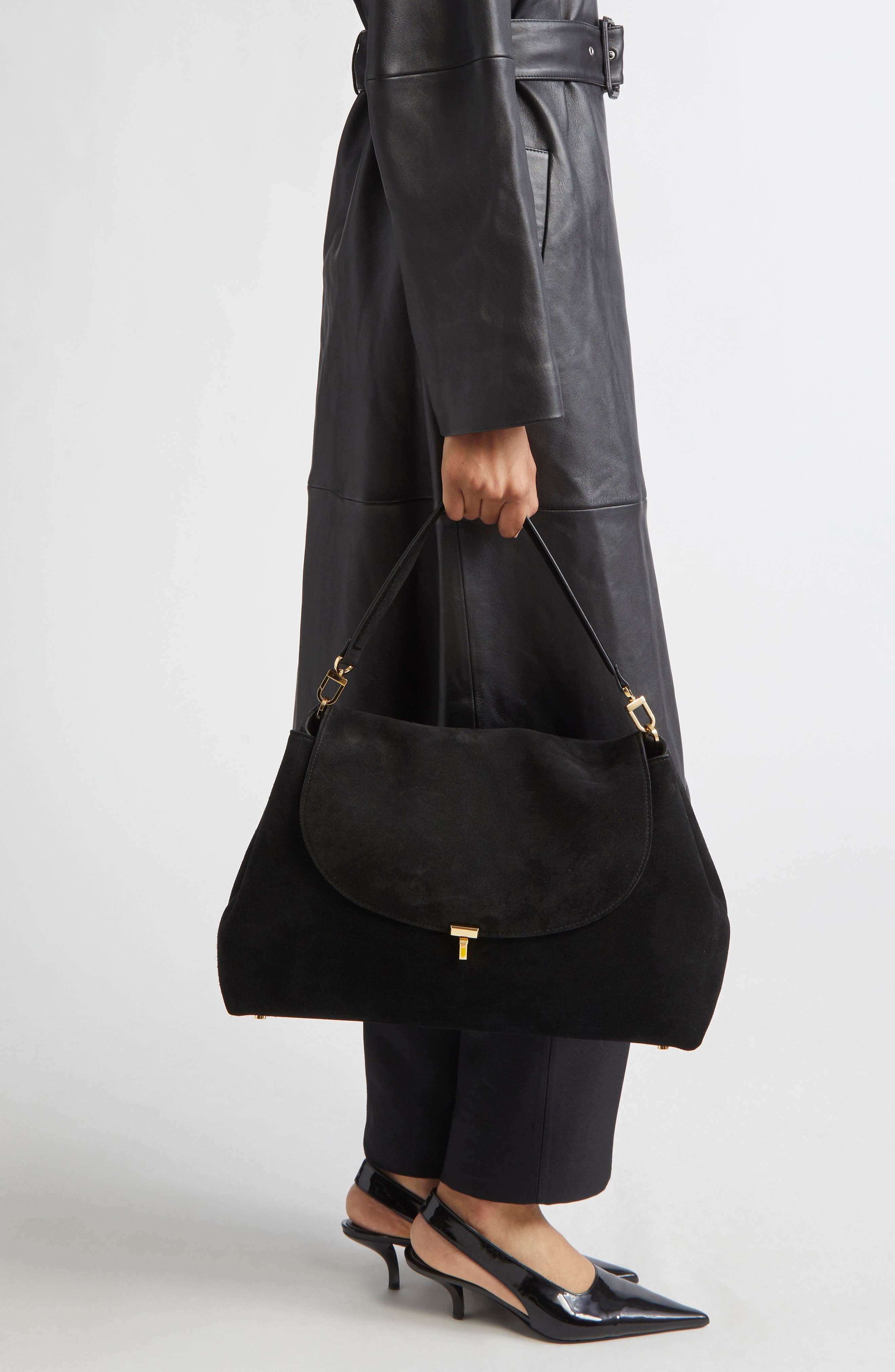 TOTEME T-Lock Satchel, Alternate, color, Black