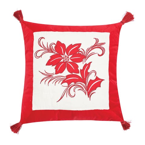 Winter Frost Poinsettia Quilted Pillow, 18" x 18"