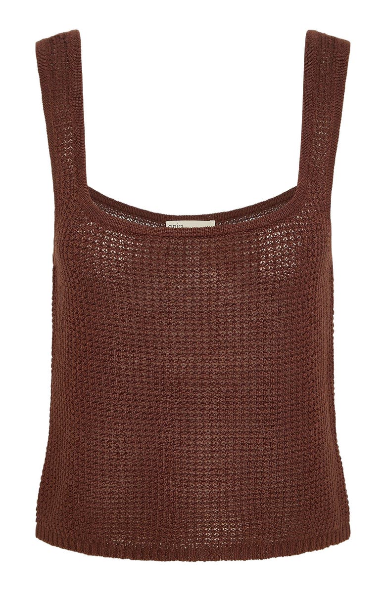 Onia Knit Square Neck Tank Top, Alternate, color, Brown