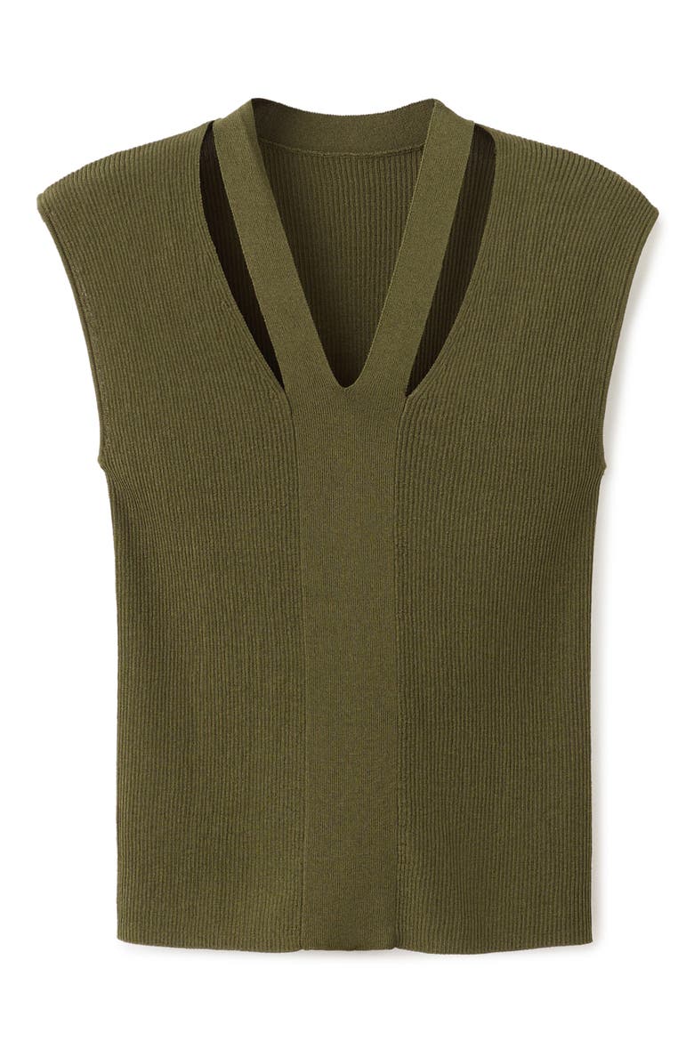 Cutout Rib Top, Main, color, KHAKI GREEN