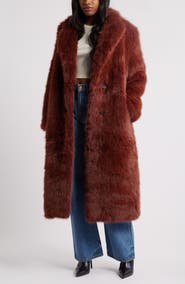 Topshop Faux Fur Longline Coat