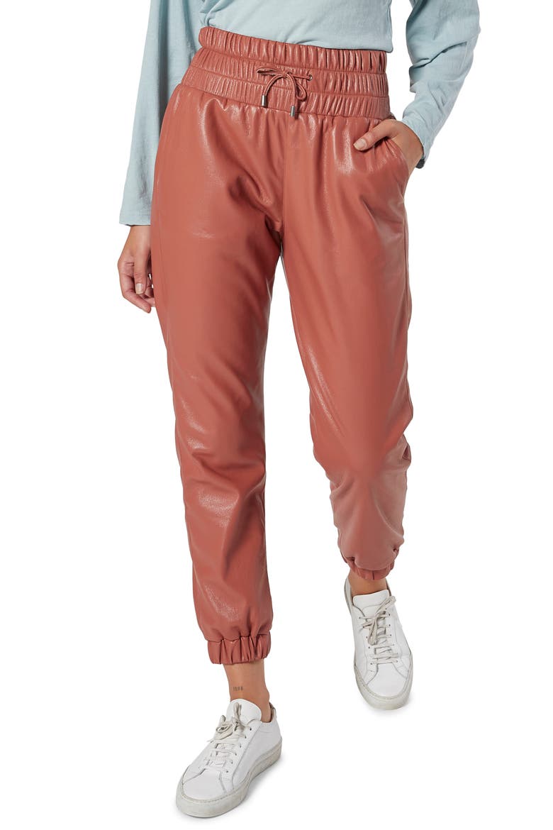 Wadley Faux Leather Pocket Joggers, Main, color, BURNT CLAY