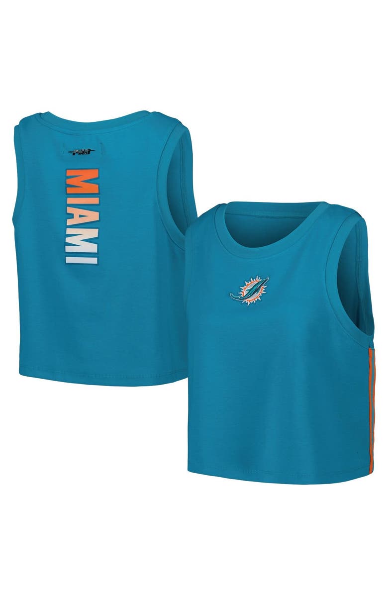PRO STANDARD Women's Pro Standard  Aqua Miami Dolphins Ombre Wordmark Classic Cropped Tank Top, Main, color, 