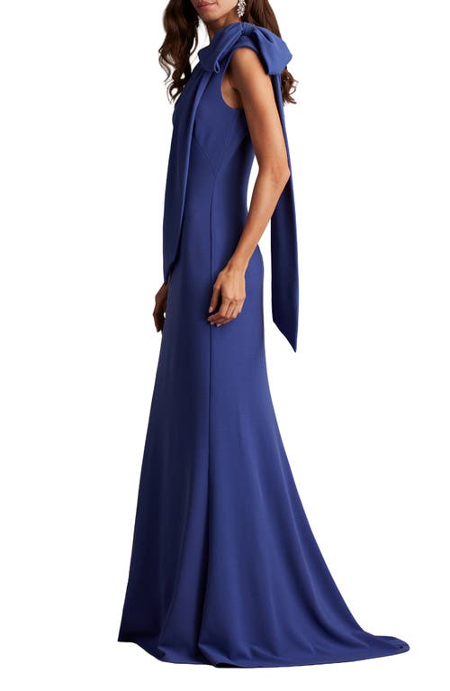 Tadashi Shoji One-shoulder Crepe Column Gown In Blue