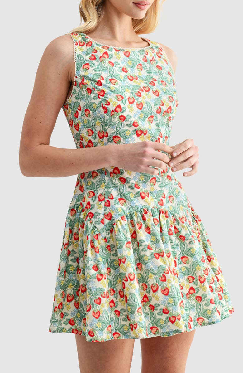 Lush Back Tie Drop Waist Minidress, Alternate, color, Strawberry Print