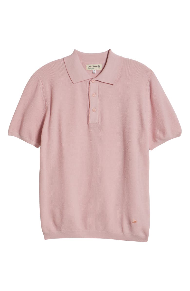 MERZ B SCHWANEN Organic Cotton Piqué Polo, Alternate, color, Dusted Pink