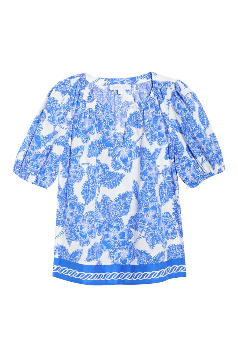 Rency Floral Billy Puff Sleeve Top, Alternate, color, WHITE-BLUE