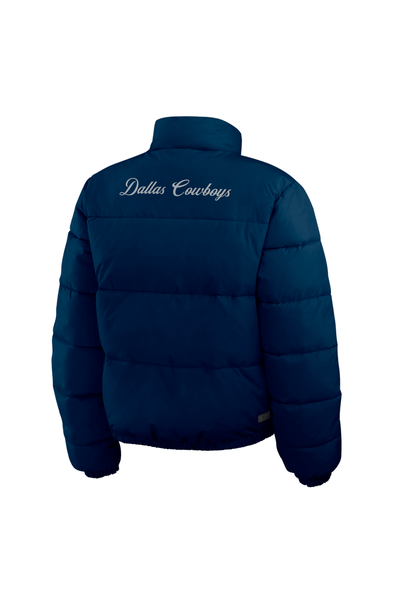 WEAR by Erin Andrews Women's WEAR by Erin Andrews  Navy/White Dallas Cowboys Reversible Cropped Full-Zip Puffer Jacket, Alternate, color, Navy