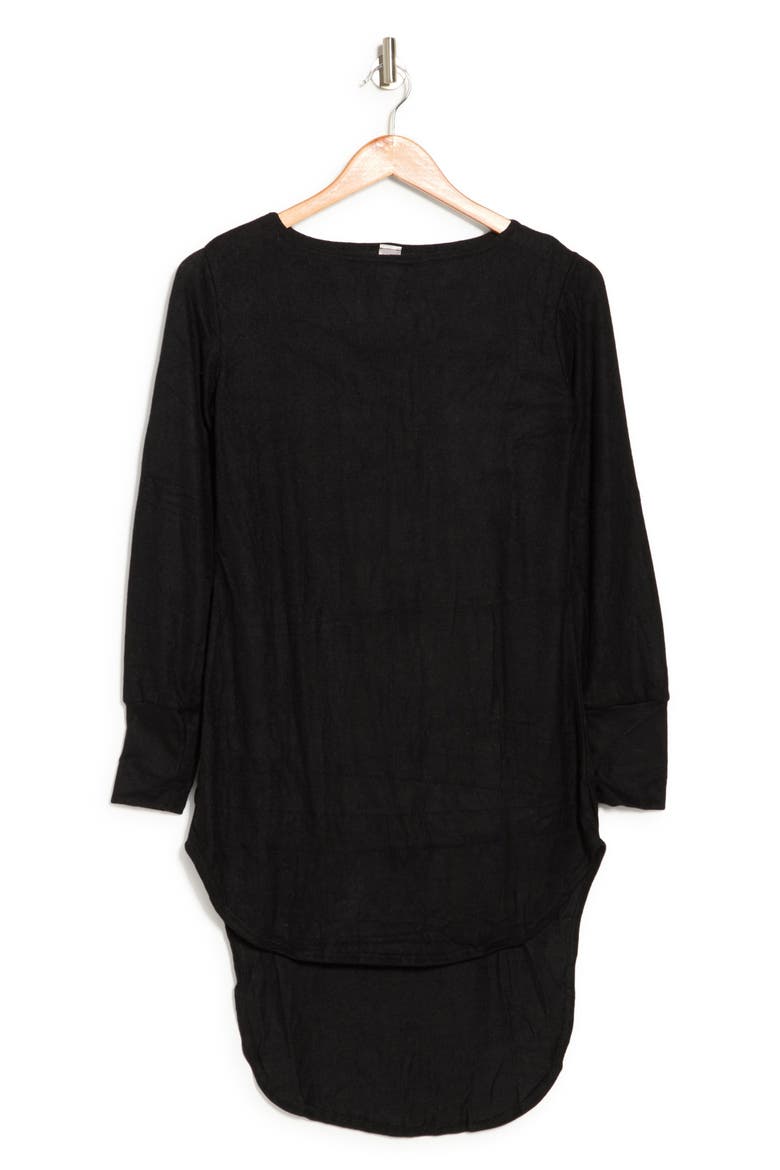 Boatneck High/Low Hem Tunic Top, Alternate, color, BLACK PRINT 1