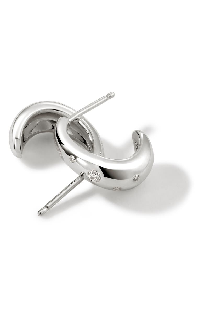 John Hardy Surf J Hoop Earrings, Diamonds, 15mm, Alternate, color, Silver