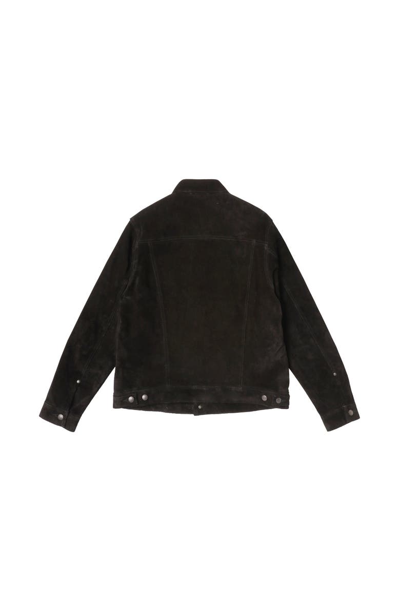 vowels Suede Trucker Jacket, Alternate, color, Black